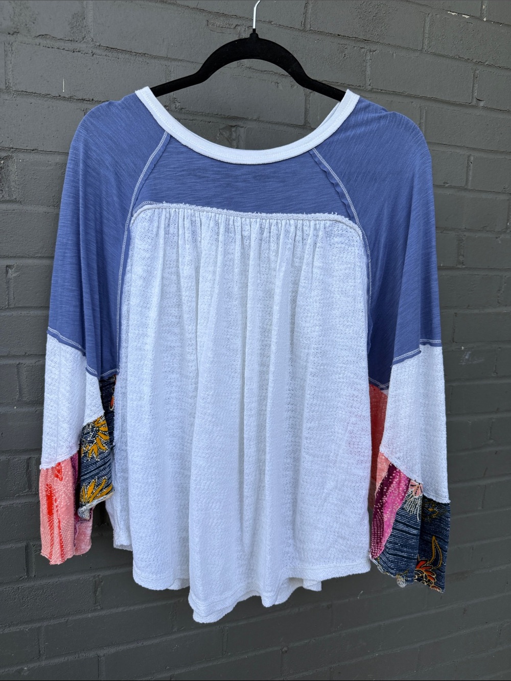 We The Free Blue, White & Multicolor Boho Panel Tunic